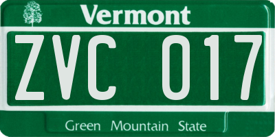 VT license plate ZVC017