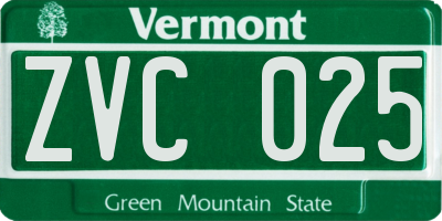 VT license plate ZVC025
