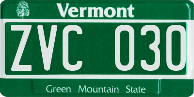 VT license plate ZVC030