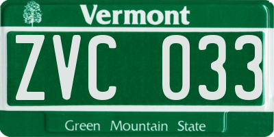 VT license plate ZVC033