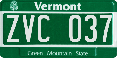 VT license plate ZVC037