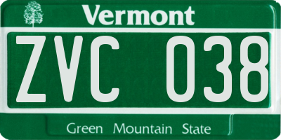 VT license plate ZVC038