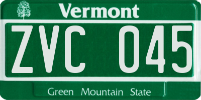 VT license plate ZVC045
