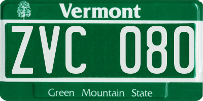 VT license plate ZVC080