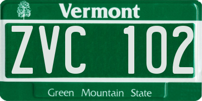 VT license plate ZVC102