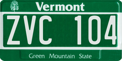 VT license plate ZVC104