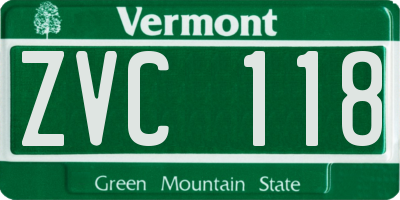 VT license plate ZVC118