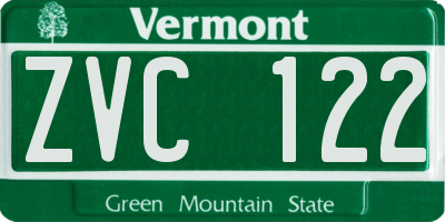 VT license plate ZVC122