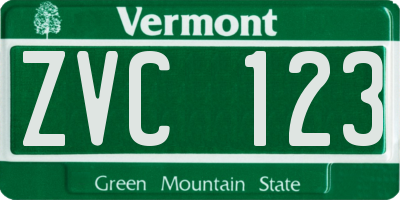 VT license plate ZVC123