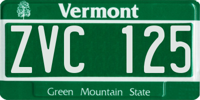 VT license plate ZVC125