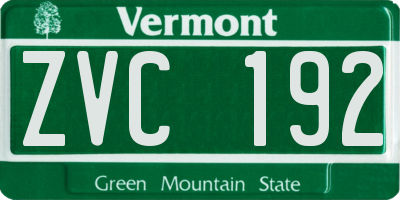 VT license plate ZVC192