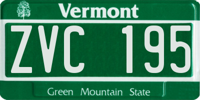 VT license plate ZVC195