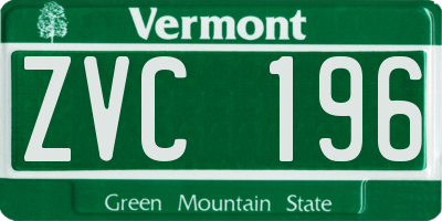 VT license plate ZVC196