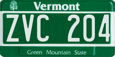 VT license plate ZVC204