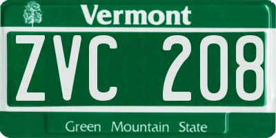 VT license plate ZVC208