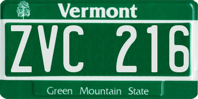 VT license plate ZVC216