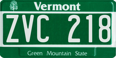 VT license plate ZVC218