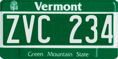 VT license plate ZVC234