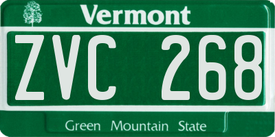 VT license plate ZVC268