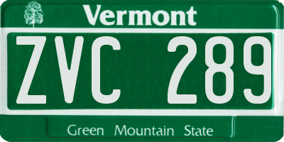 VT license plate ZVC289
