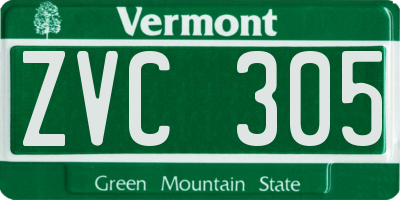 VT license plate ZVC305