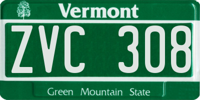 VT license plate ZVC308