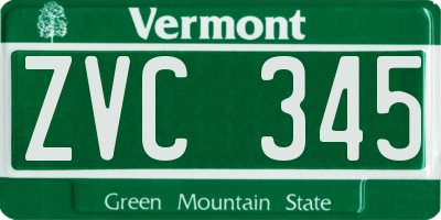 VT license plate ZVC345