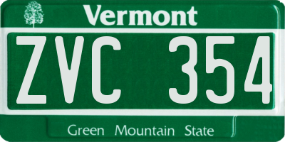 VT license plate ZVC354