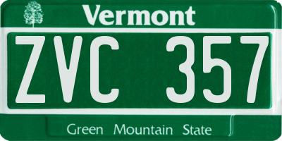 VT license plate ZVC357