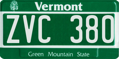 VT license plate ZVC380
