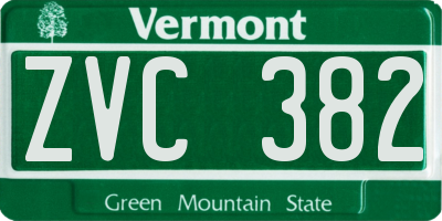 VT license plate ZVC382