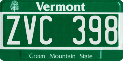 VT license plate ZVC398
