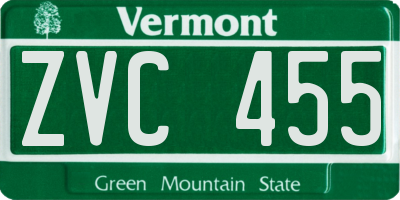 VT license plate ZVC455