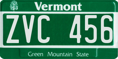 VT license plate ZVC456
