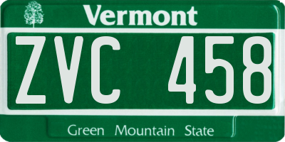 VT license plate ZVC458