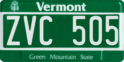 VT license plate ZVC505