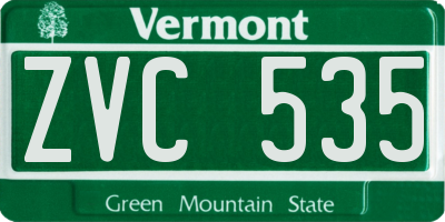 VT license plate ZVC535