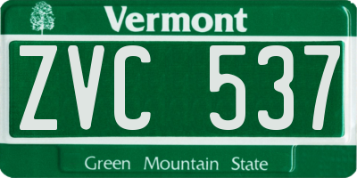 VT license plate ZVC537