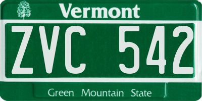 VT license plate ZVC542
