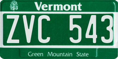 VT license plate ZVC543