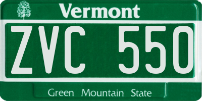 VT license plate ZVC550