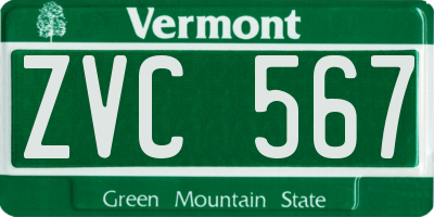 VT license plate ZVC567