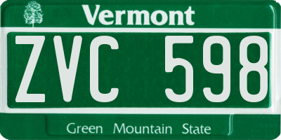 VT license plate ZVC598