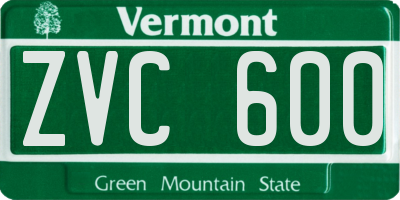 VT license plate ZVC600