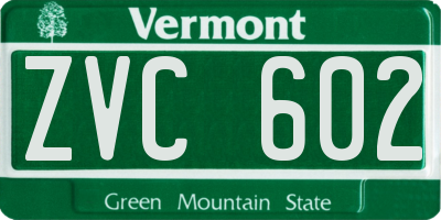 VT license plate ZVC602