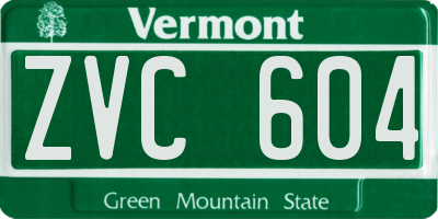 VT license plate ZVC604