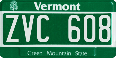 VT license plate ZVC608