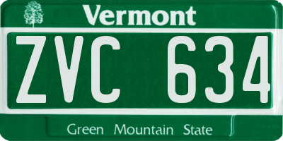VT license plate ZVC634