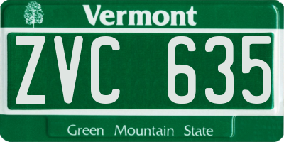 VT license plate ZVC635