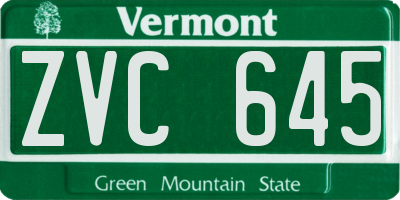 VT license plate ZVC645